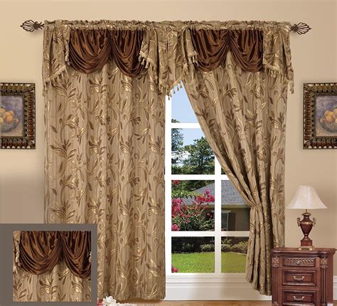 Elegance Linenluxury Design Jacquard Curtain Panel Set With Attached
