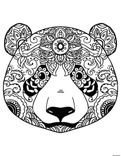 Coloriage Tete De Panda Pour Adulte Relaxation Mandala Dessin Panda à