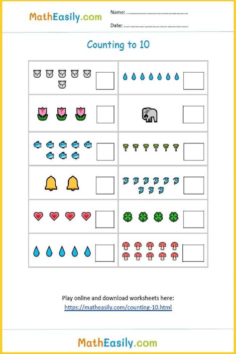 Kindergarten Counting Objects Worksheet 1 10