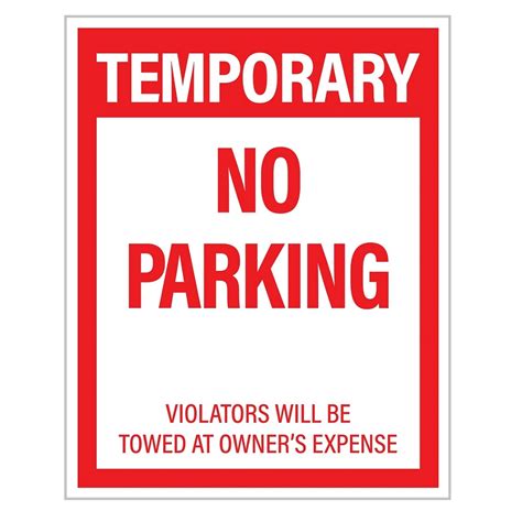 Temporary No Parking Sign 25pk 11 X 14 Traffic Safety Zone