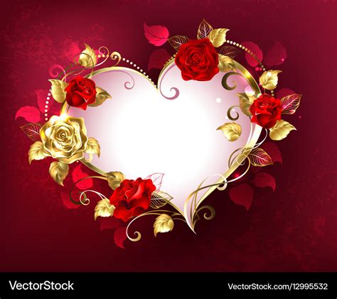 Heart With Roses Royalty Free Vector Image Vectorstock
