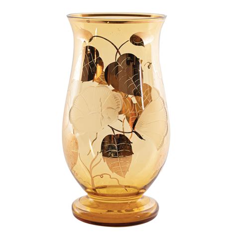 An Amber Yellow Bohemian Crystal Vase