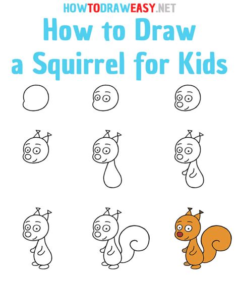 How To Draw A Squirrel For Kids How To Draw Easy