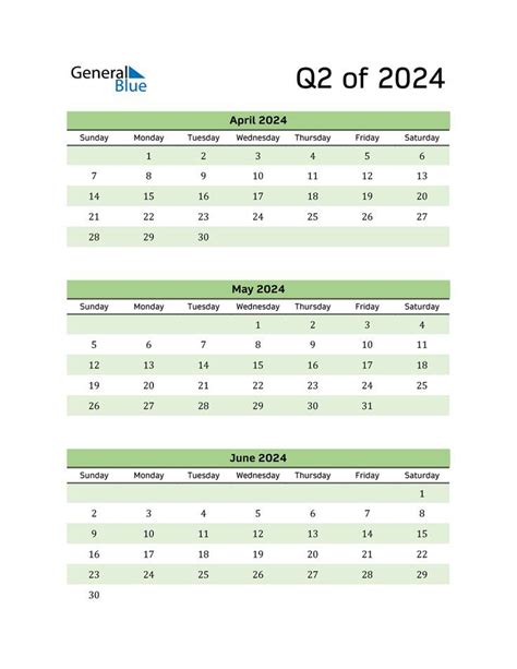 Free To Download Or Print Q2 2024 Calendar Templates In Pdf Word And