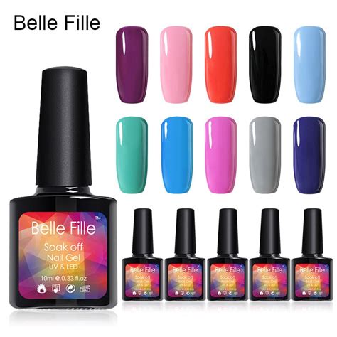 belle fille 10ml soak off gel polish uv gel nice color nail polish pick any 6 colors long