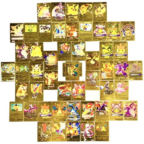 Buy 55 Pcs Gold Foil Tcg Deck Assorted Cards Ultra Rare Charizard Vmax