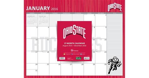 2016 Ohio State University 17 Month Desk Blotter Calendar By Ohio State
