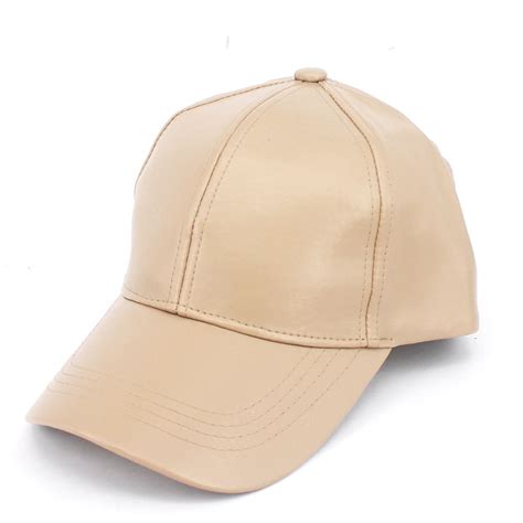 Nyfashion101 Faux Leather Adjustable Snapback Baseball Cap Hat Beige