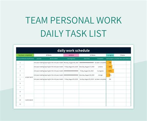 Team Personal Work Daily Task List Excel Template And Google Sheets