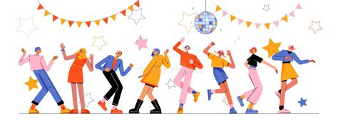 Disco Party With Happy People Dance In Night Club Stock Vector