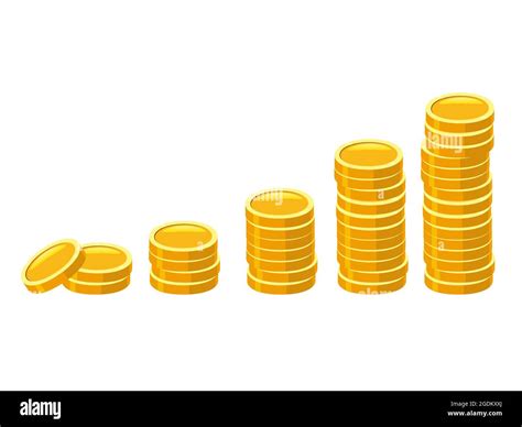Gold Coins Stack Piles Of Golden Money Icon Stacked In Stacks Like