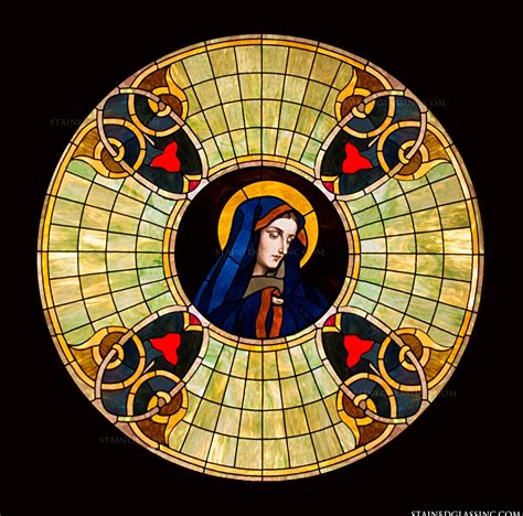 Mary Round Window Religious Stained Glass Window