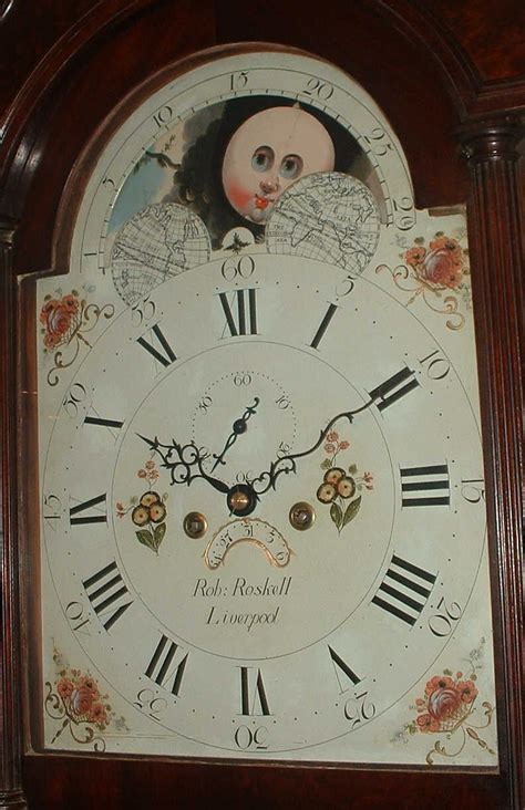 Rolling Mooon Grandfather Clock By Robert Roskell Of Liverpool Painted