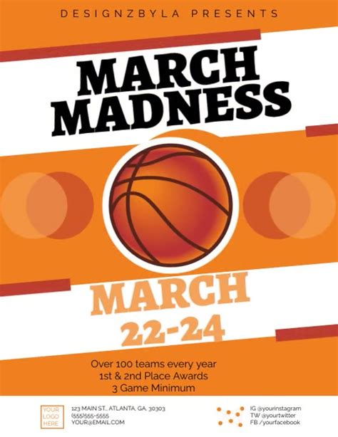 March Madness Basketball Poster V3 Template Postermywall