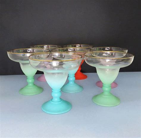 Gently used, vintage, and antique margarita glasses. Vintage Blendo martini margarita glasses Retro colorful ...