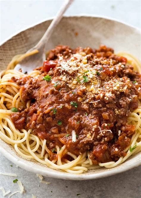 Stuck for ideas as to how to cook with spaghetti? Spaghetti Bolognese | RecipeTin Eats