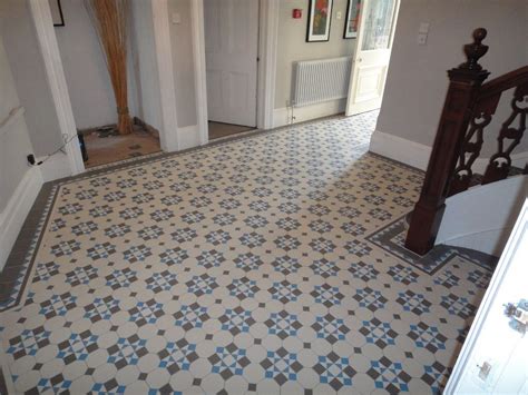 Patterened Tiles With Grey Walls Hall Tiles Victorian Flooring