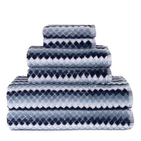 Central Park Studio Monetta Textured Stripe 6 Piece Bath Towel Set In