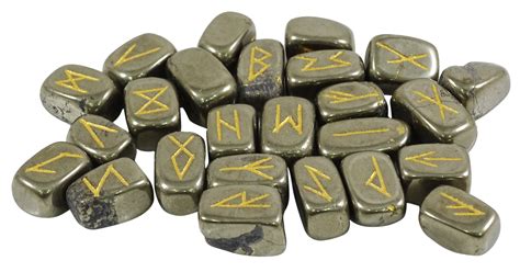 Harmonize Gold Pyrite Stone Tumbled With Rune Alphabet Symbol Reiki Vev