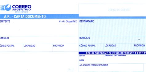 Formato Carta Documento Correo Argentino