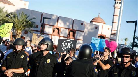 Protesters Gather Outside Phoenix Mosque For Islam Protests As Police