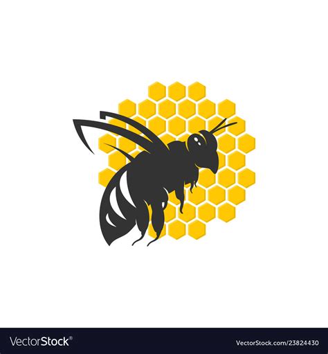 Honey Bee Hive Honeycomb Logo Template Royalty Free Vector