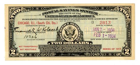 At Auction Us Postal Savings System Certificate Randolph Field