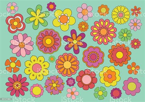 Sechziger Jahre Blumen Stock Vektor Art Und Mehr Bilder Von Blume Blume Hippie Cool Und