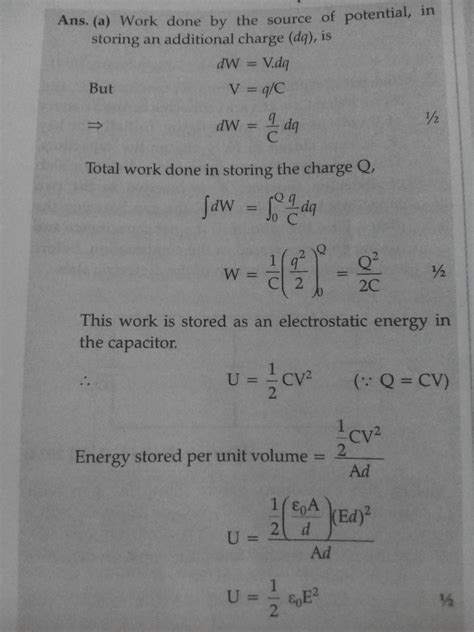 Derive An Expression For The Energy Stored In A Parallel Plate Capacitor C Charged To A