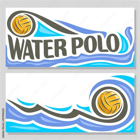 Vector Abstract Logo For Water Polo Ball Blue Header Horizontal