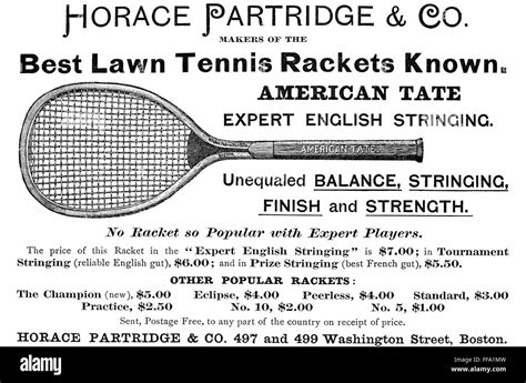 Tennis Racket 1890 Namerican Magazine Advertisement Stock Photo Alamy