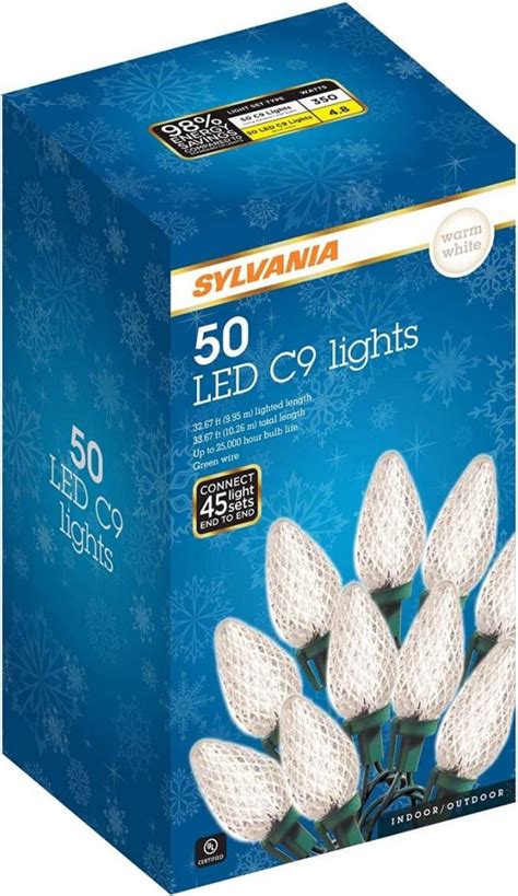 Amazon Lowest Price SYLVANIA 50 Lt C9 Faceted Warm White Set LED Lights