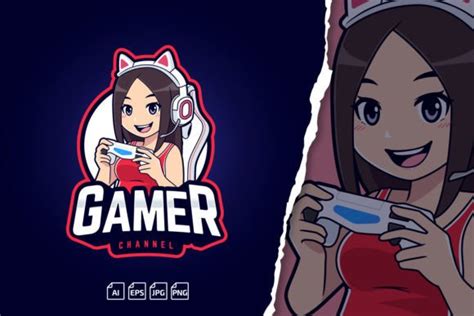 Cute Mobile Gamer Girl Logo Graphic By Tkztype · Creative Fabrica