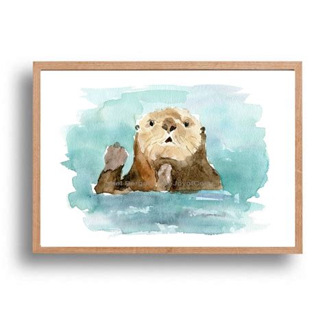 Sea Otter Watercolor Print Sea Otter Print Cute Animals Etsy Sea
