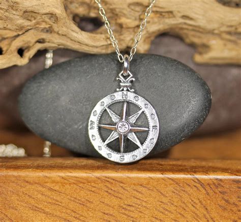 Wanderlust Necklace Compass Necklace In Silver True North Nautical