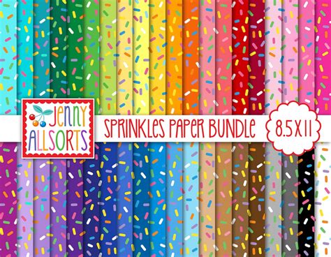 Sprinkles Digital Paper Pack 85x11 40 Color Bundle Printable Cupcake