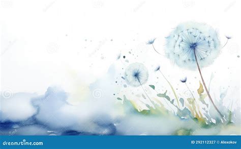 Whimsical Watercolor Dandelion Seeds Blowing In The Breeze Ai Generated