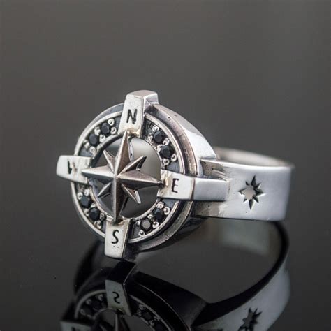 Compass Ring Silver Black 7 Viking Workshop Touch Of Modern