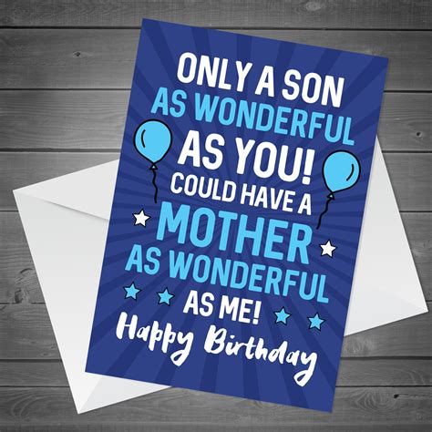 Birthday Card For Son Funny Humour Son Card From Mum Novelty