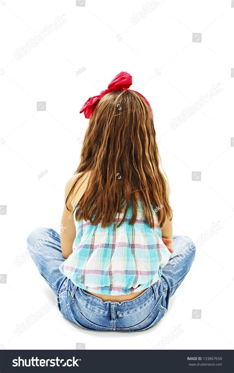 Rear View Little Girl Sitting On ภาพสตอก Shutterstock