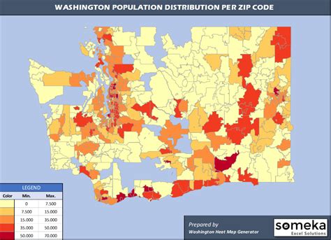 Washington Zip Code Map And Population List In Excel
