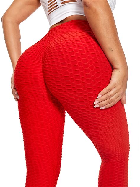 womens high waisted ruched yoga pants tummy control scrunched booty leggings workout running
