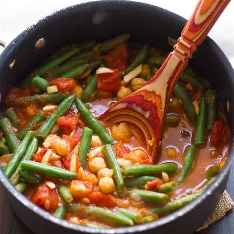 Lebanese Green Bean Stew With Chickpeas And Almonds Loubieh