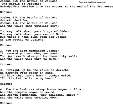 Joshua Fit The Battle Of Jericho Lyrics Choir Fitnessretro