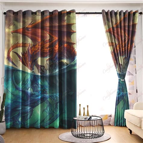 Dragon Ice And Fire Blackout Thermal Grommet Window Curtains Lqczb4ol
