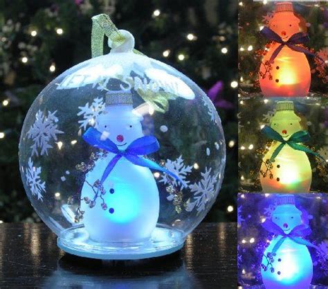 Led Snowman Christmas Ornament Glass Globe Color Changing Hand Painted