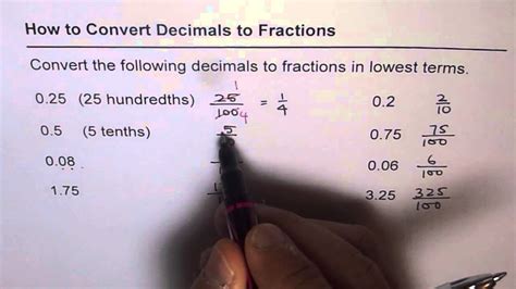 02 Convert Decimals To Fractions In Lowest Terms Youtube