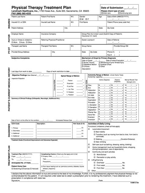 Physical Therapy Treatment Plan Template Fill Out And Sign Online Dochub