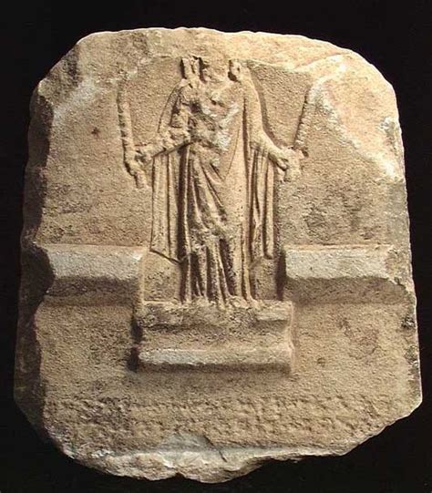 Greek Marble Stele With Goddess Hecate Holding Torches From Eastern