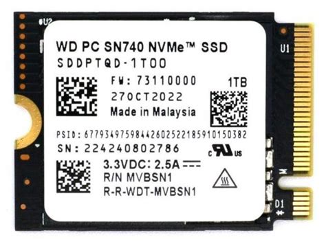 Western Digital SN740 NVME M 2 2230 SSD 1TB SDDPTQD 1T00 OEM